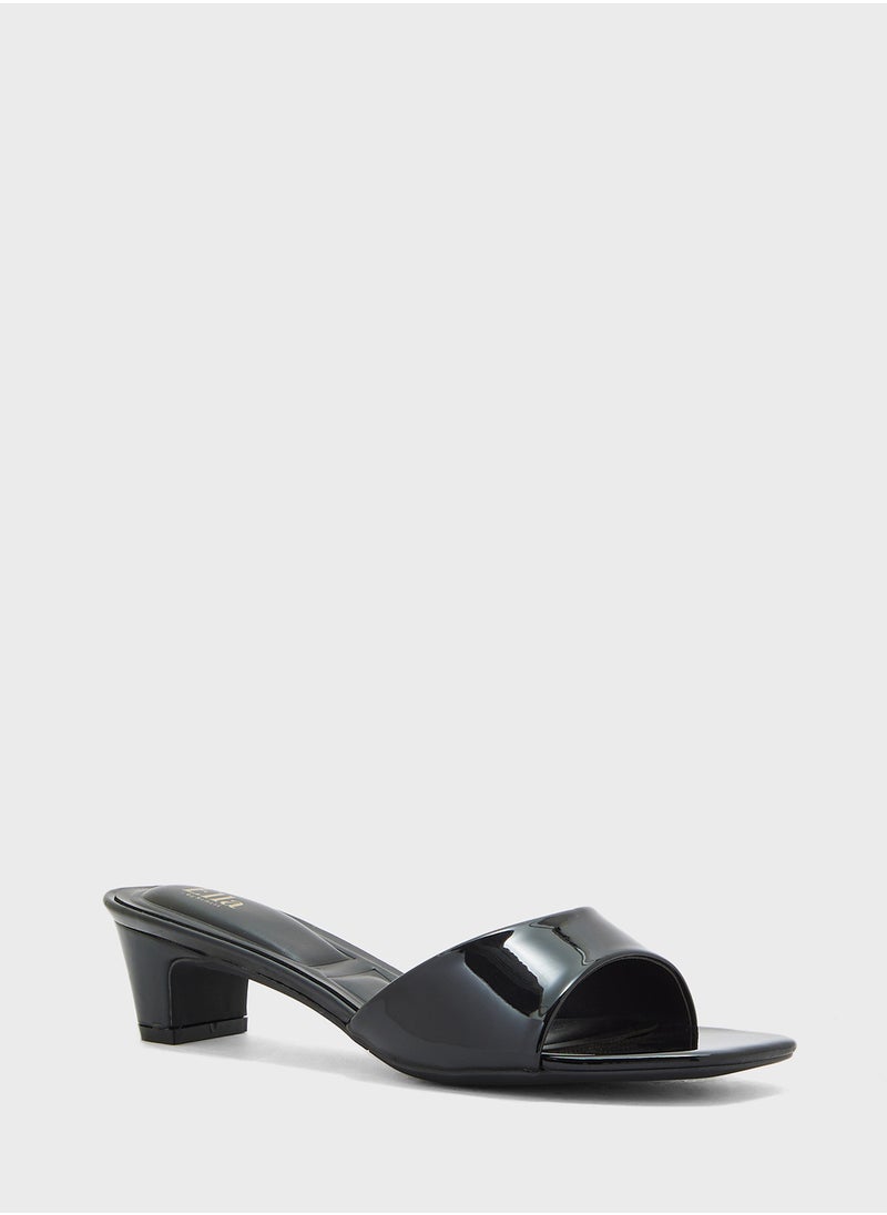 Patent Mule Heel Sandal