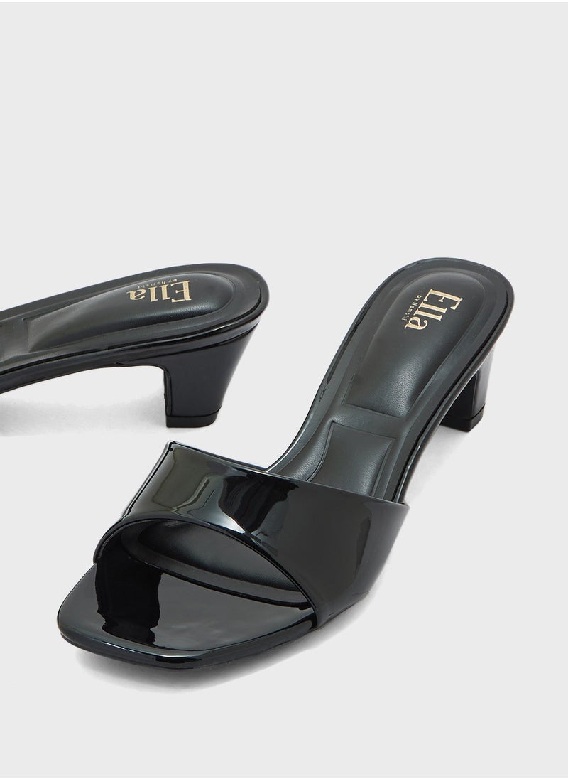 Patent Mule Heel Sandal