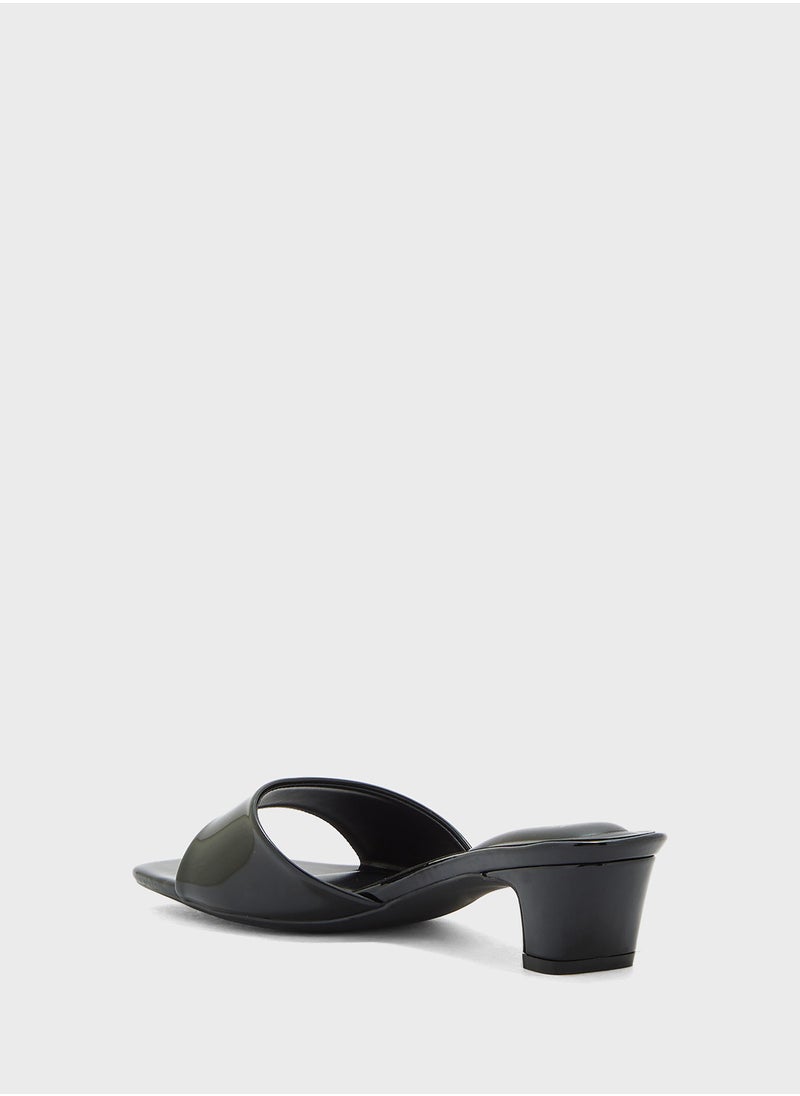 Patent Mule Heel Sandal