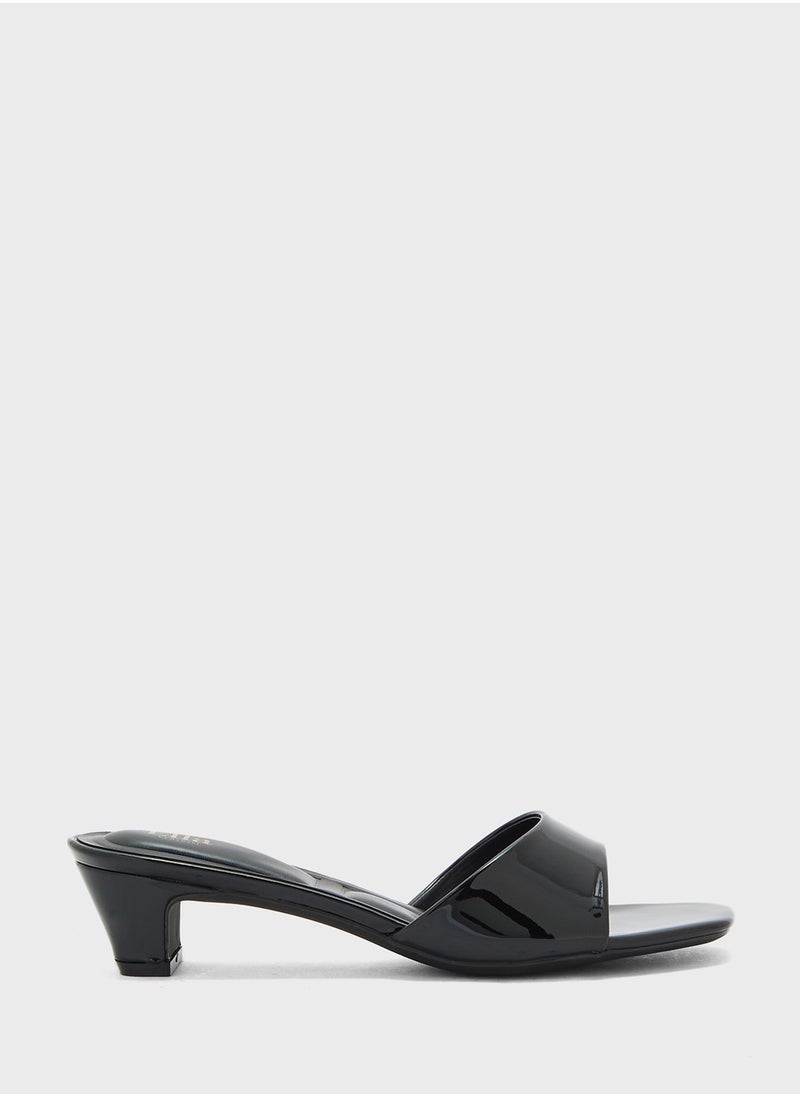 Patent Mule Heel Sandal
