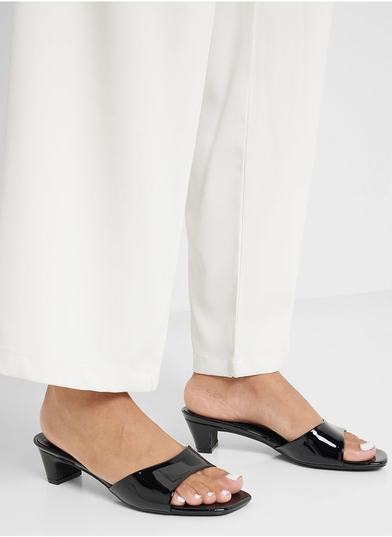 Patent Mule Heel Sandal