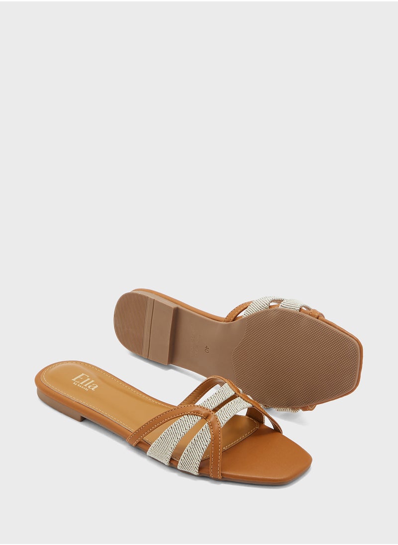 Color Block Strappy Flat Sandal