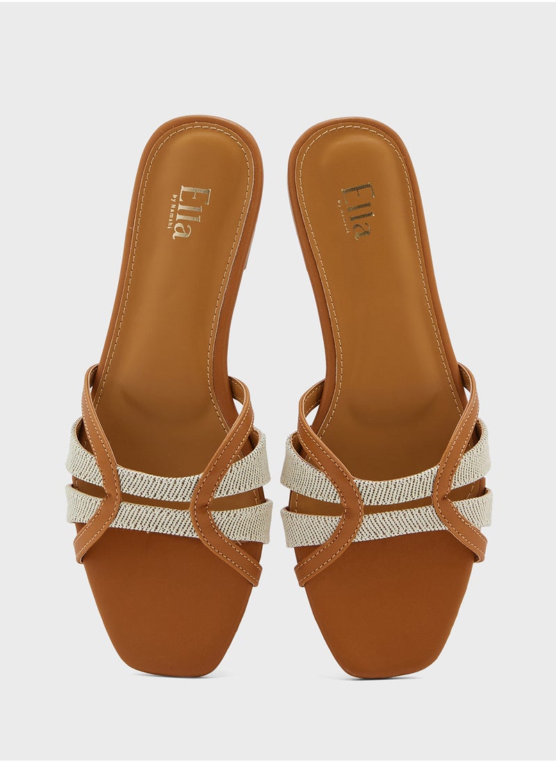 Color Block Strappy Flat Sandal