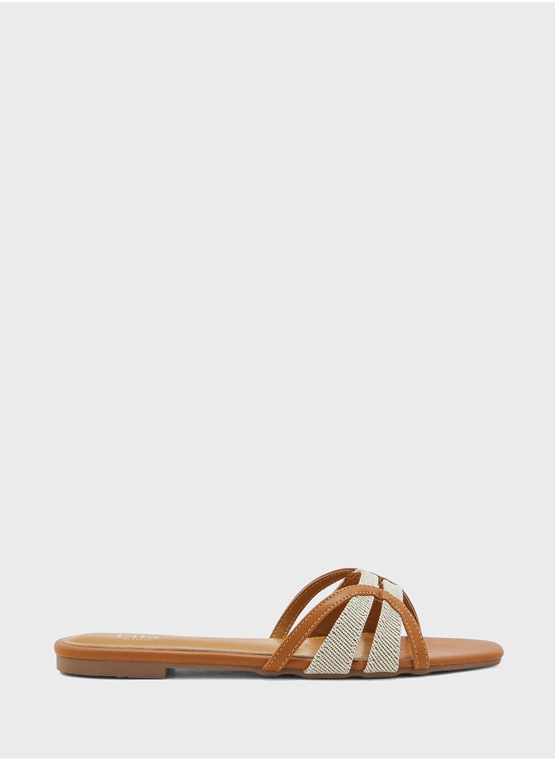 Color Block Strappy Flat Sandal