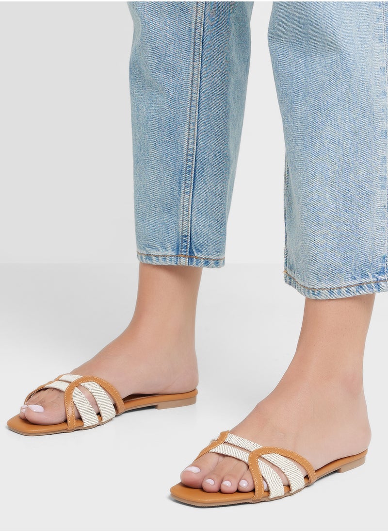 Color Block Strappy Flat Sandal