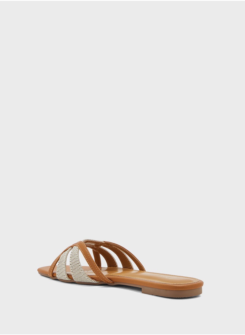 Color Block Strappy Flat Sandal