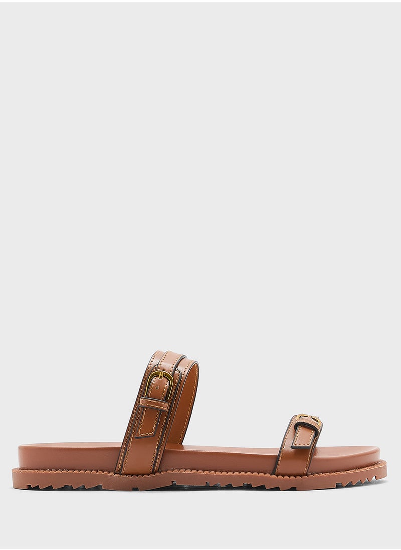 Woven Double Strap Buckle Sandal