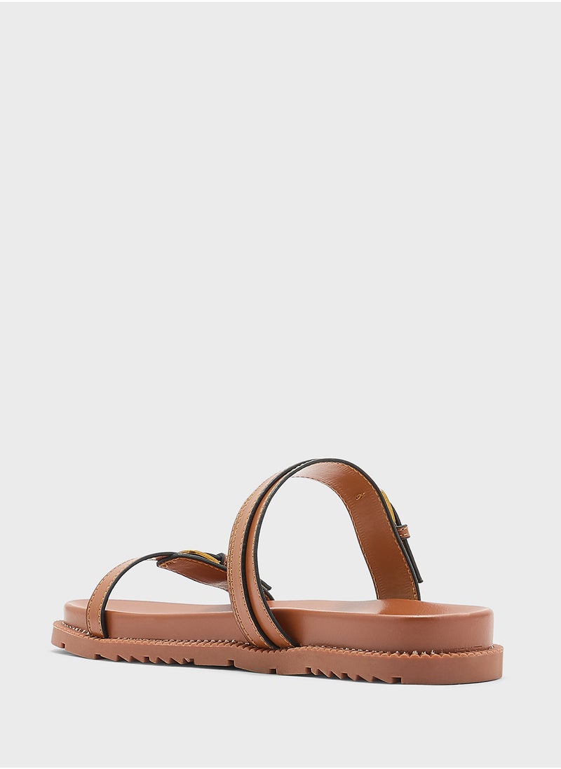 Woven Double Strap Buckle Sandal