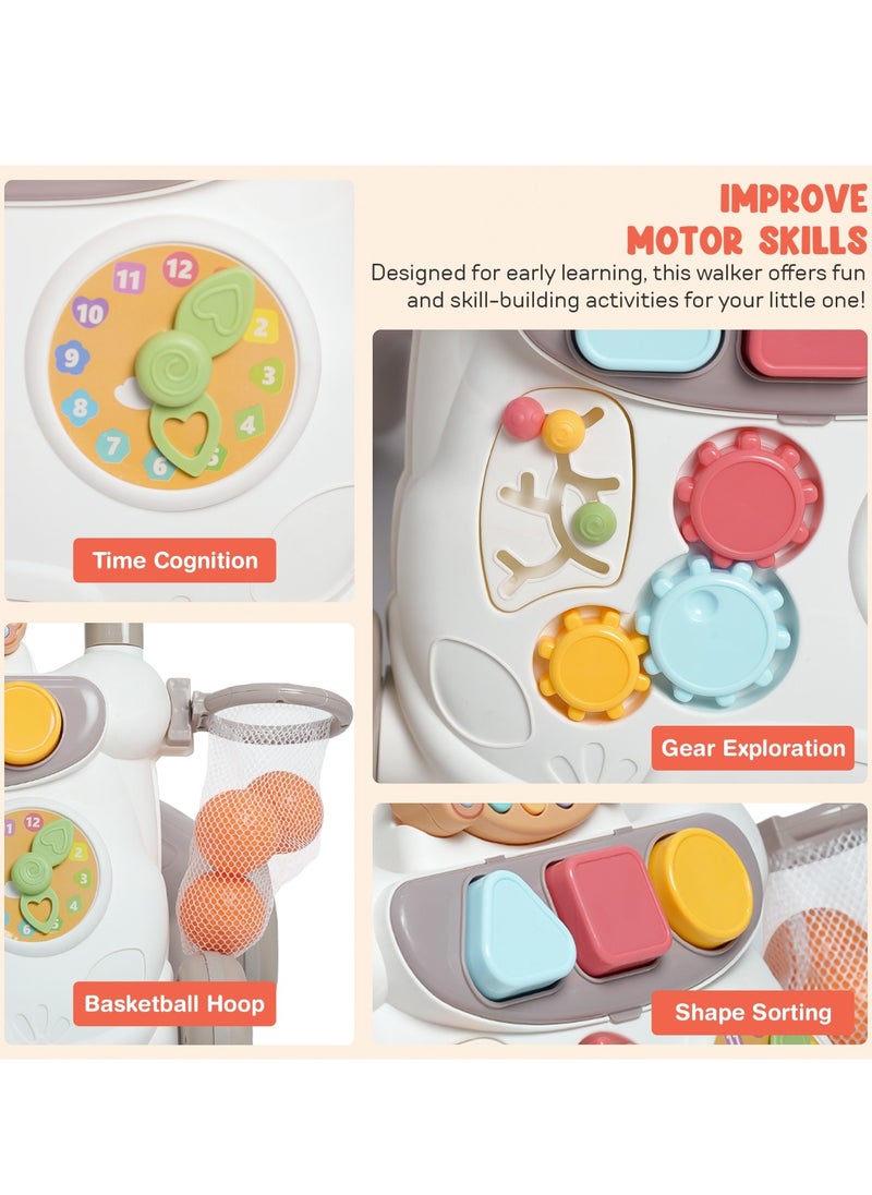 Lion Activity Walker for Kids, Baby Push Walker with Music, Basket ball Hoop, Rotating Lock Wheel ,Gears & Grip Handle | Kids Activity Walker for Baby Toddlers | Baby Walker for 0 to 2 Years Boy Girl