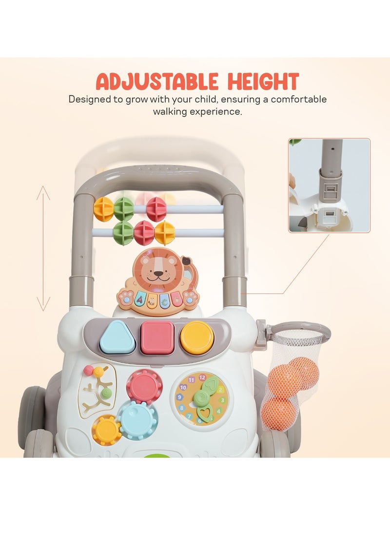 Lion Activity Walker for Kids, Baby Push Walker with Music, Basket ball Hoop, Rotating Lock Wheel ,Gears & Grip Handle | Kids Activity Walker for Baby Toddlers | Baby Walker for 0 to 2 Years Boy Girl