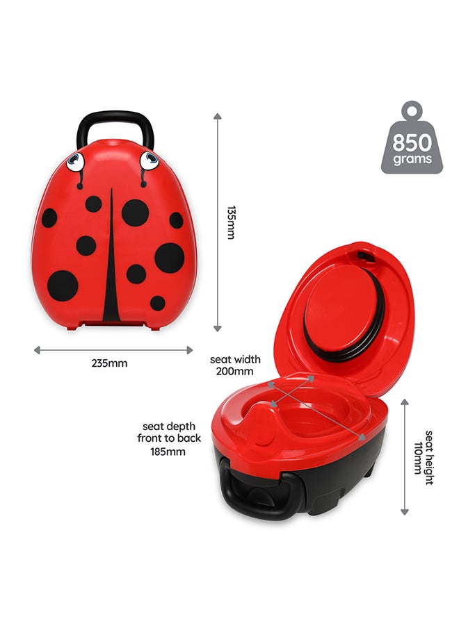 Portable, Leak-Proof Kids Potty With Secure Lock And Comfy Seat – Black/Red Design