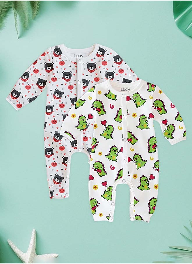 LUAY 100% Cotton Full Sleeves Baby Romper,Sleepsuit for Baby Girls & Boys _(Pack of 2) 18-24 M