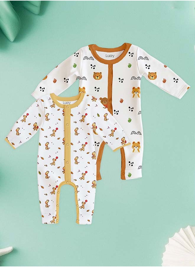 LUAY 100% Cotton Full Sleeves Baby Romper,Sleepsuit for Baby Girls & Boys _(Pack of 2) 18-24 M