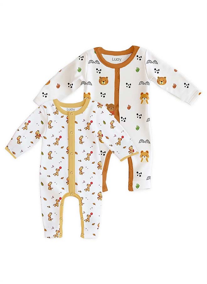 LUAY 100% Cotton Full Sleeves Baby Romper,Sleepsuit for Baby Girls & Boys _(Pack of 2) 18-24 M
