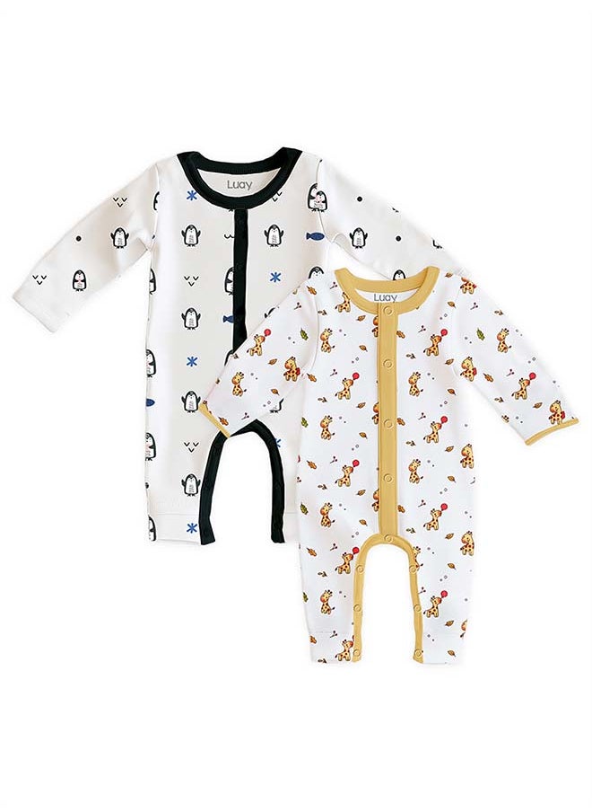 100% Cotton Full Sleeves Baby Romper,Sleepsuit for Baby Girls & Boys _(Pack of 2) 18-24 M