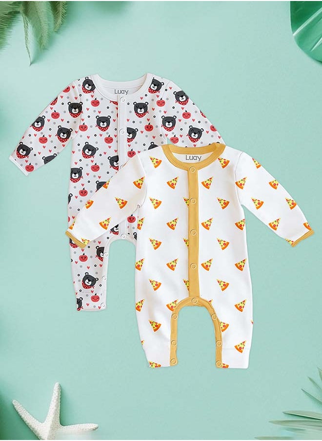 LUAY 100% Cotton Full Sleeves Baby Romper,Sleepsuit for Baby Girls & Boys _(Pack of 2) 18-24 M