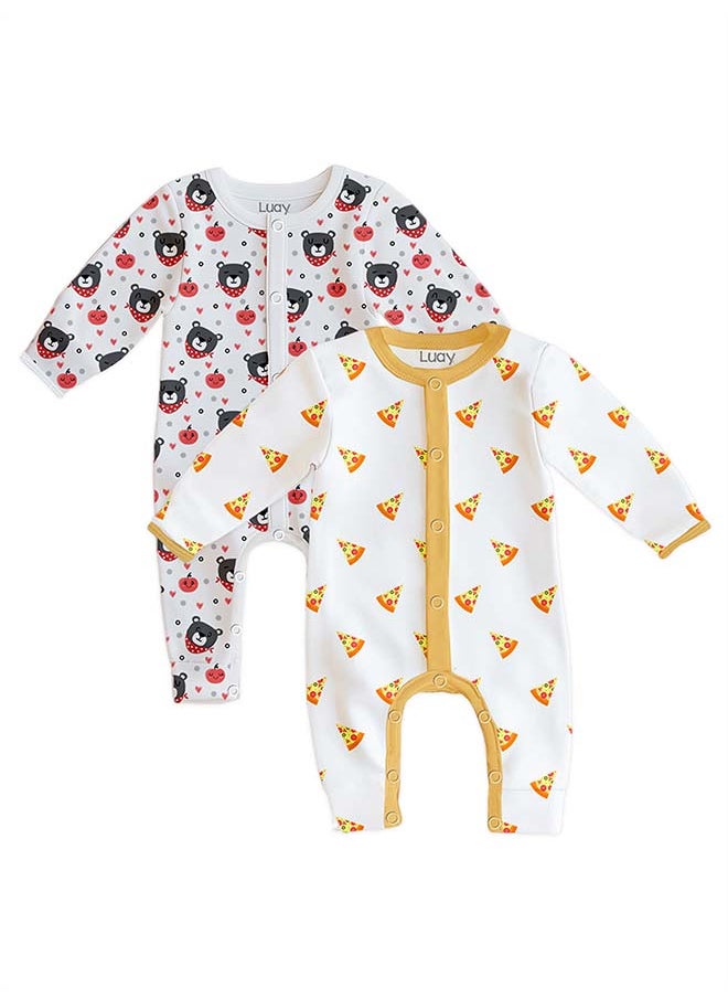 LUAY 100% Cotton Full Sleeves Baby Romper,Sleepsuit for Baby Girls & Boys _(Pack of 2) 18-24 M