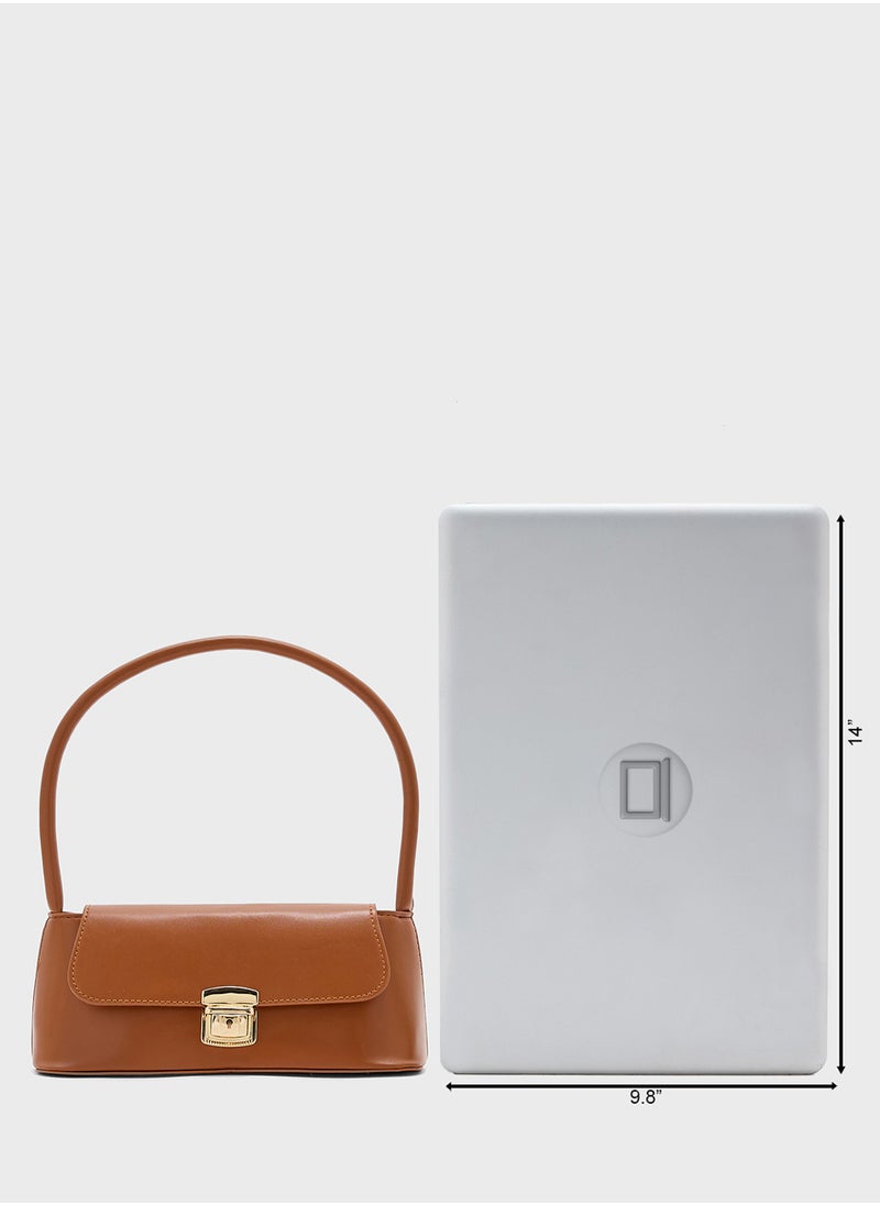 Metal Clasp Detail Shoulder Bag