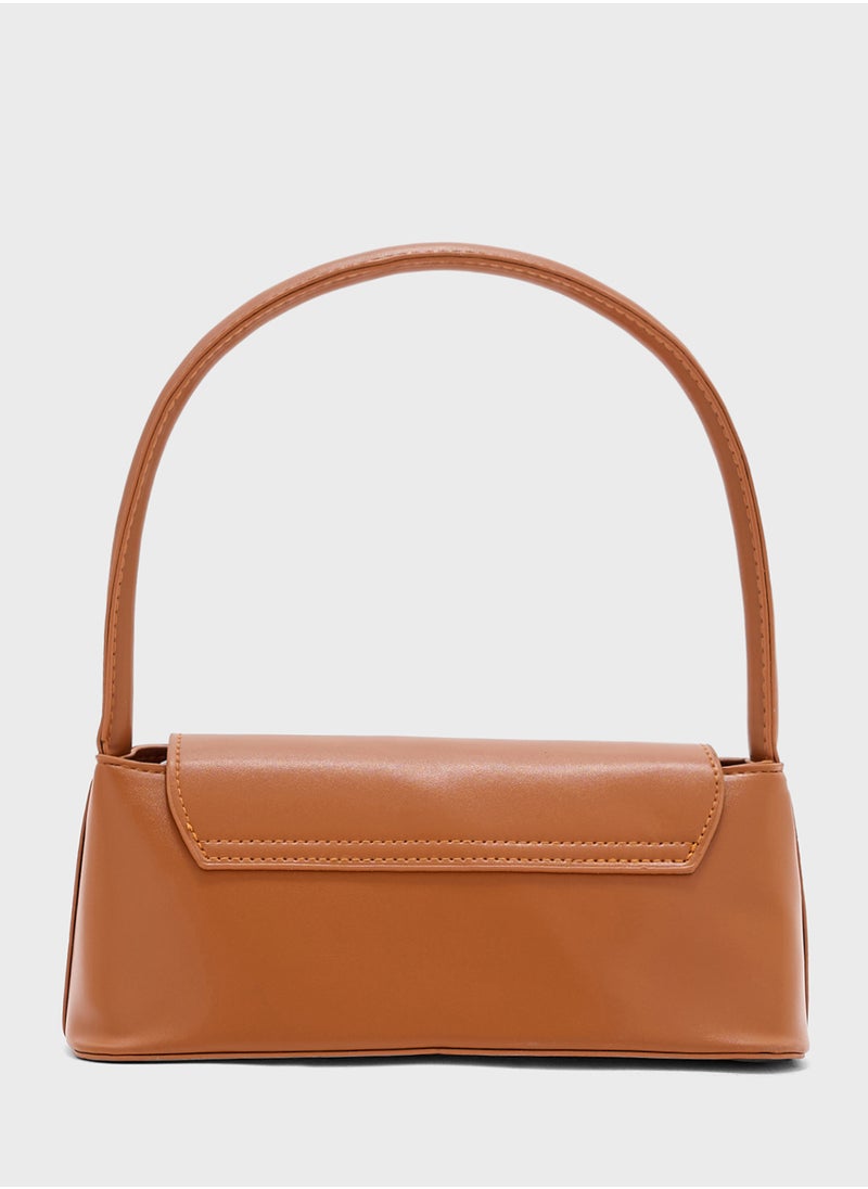Metal Clasp Detail Shoulder Bag