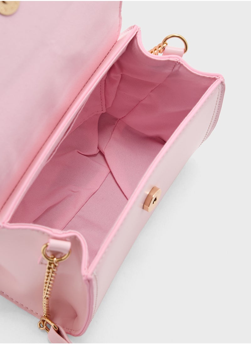 Metal Trim Stitch Detail Crossbody Bag