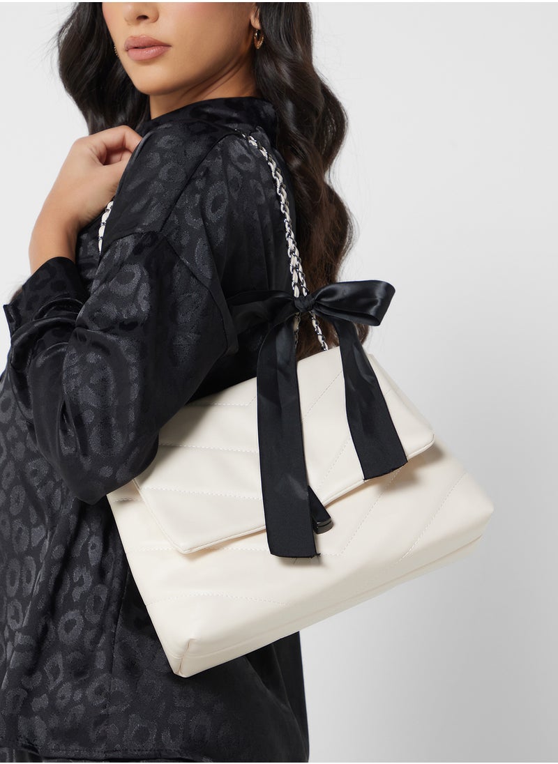 Quilted Crossbody Bag With Bow Detail