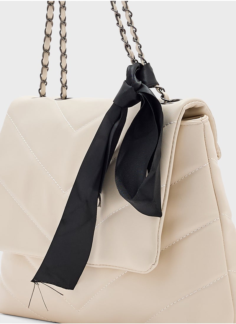 Quilted Crossbody Bag With Bow Detail