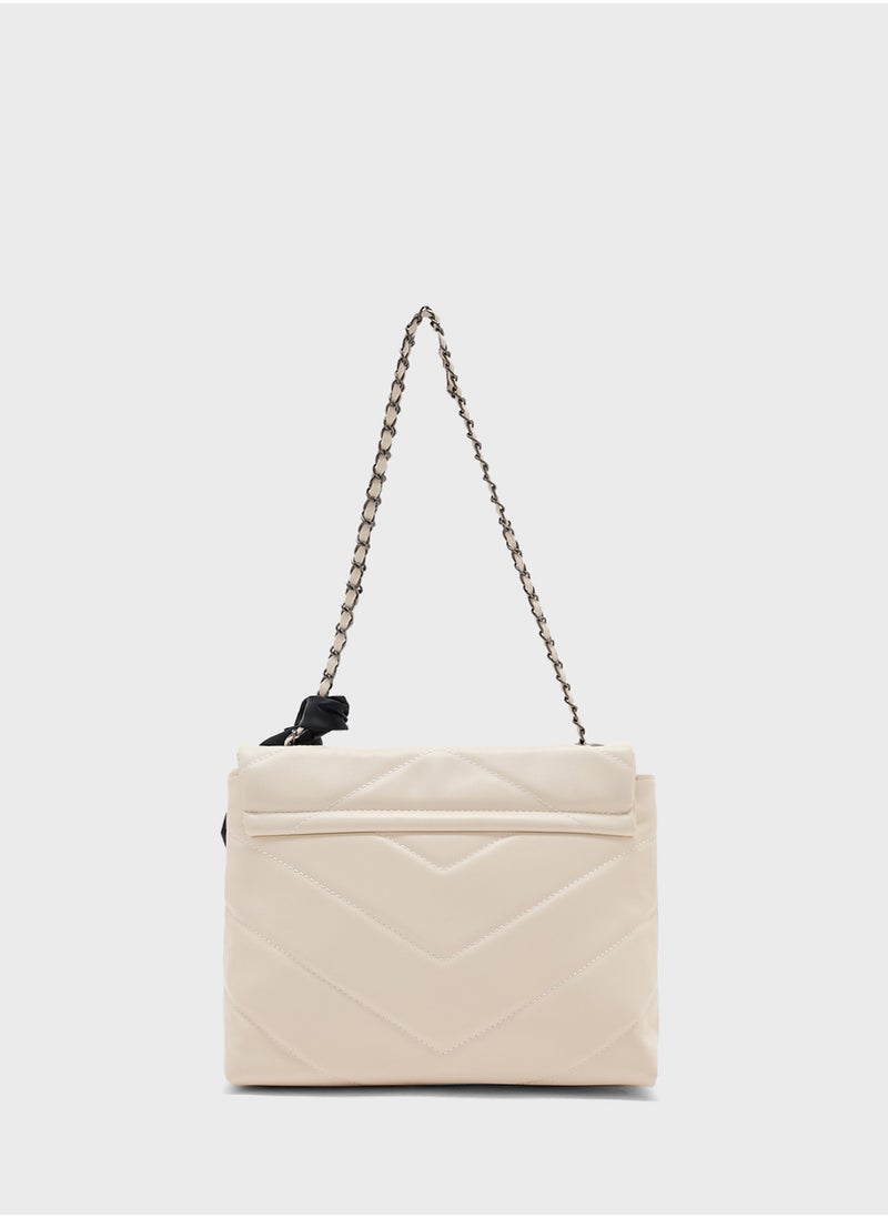 Quilted Crossbody Bag With Bow Detail