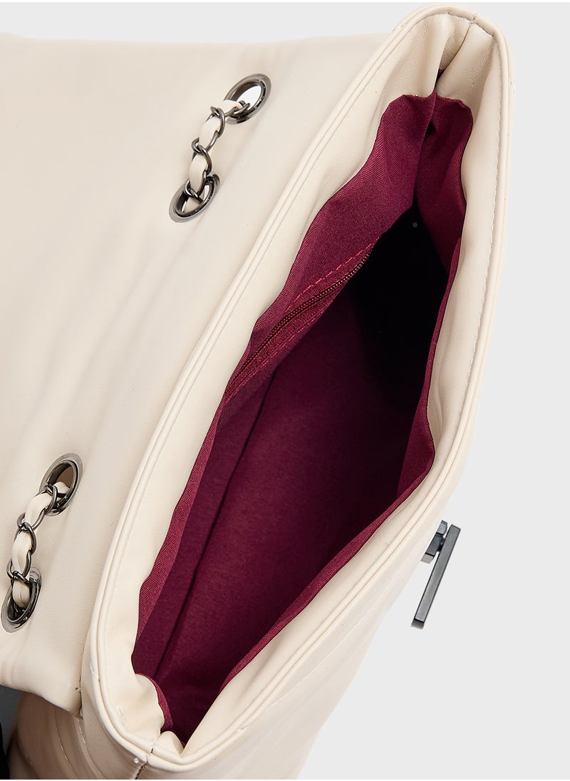 Quilted Crossbody Bag With Bow Detail