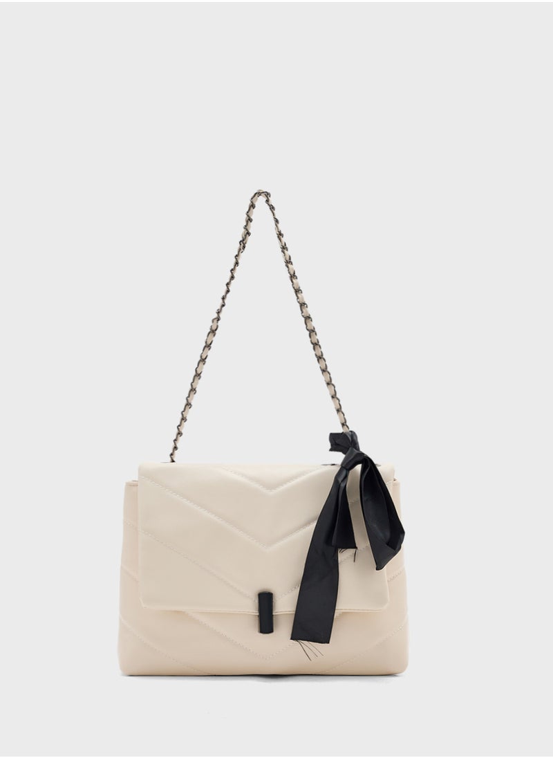 Quilted Crossbody Bag With Bow Detail