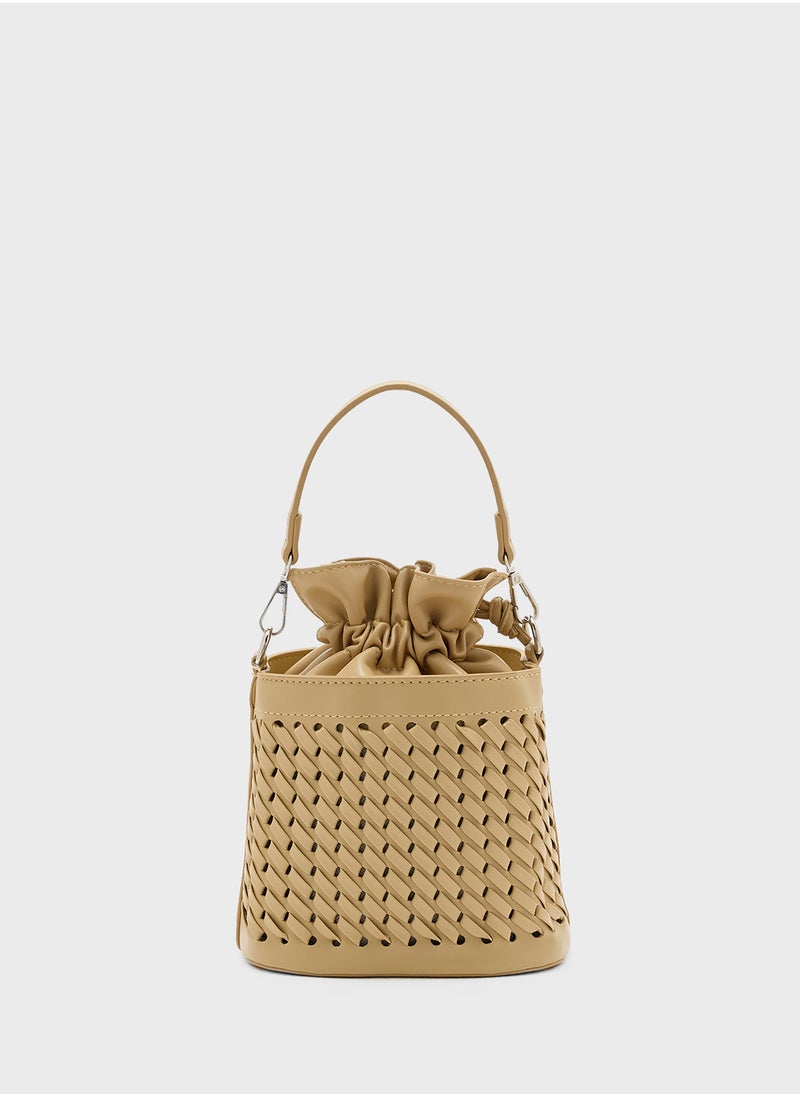 Weave Detail Bucket Crossbody Bag