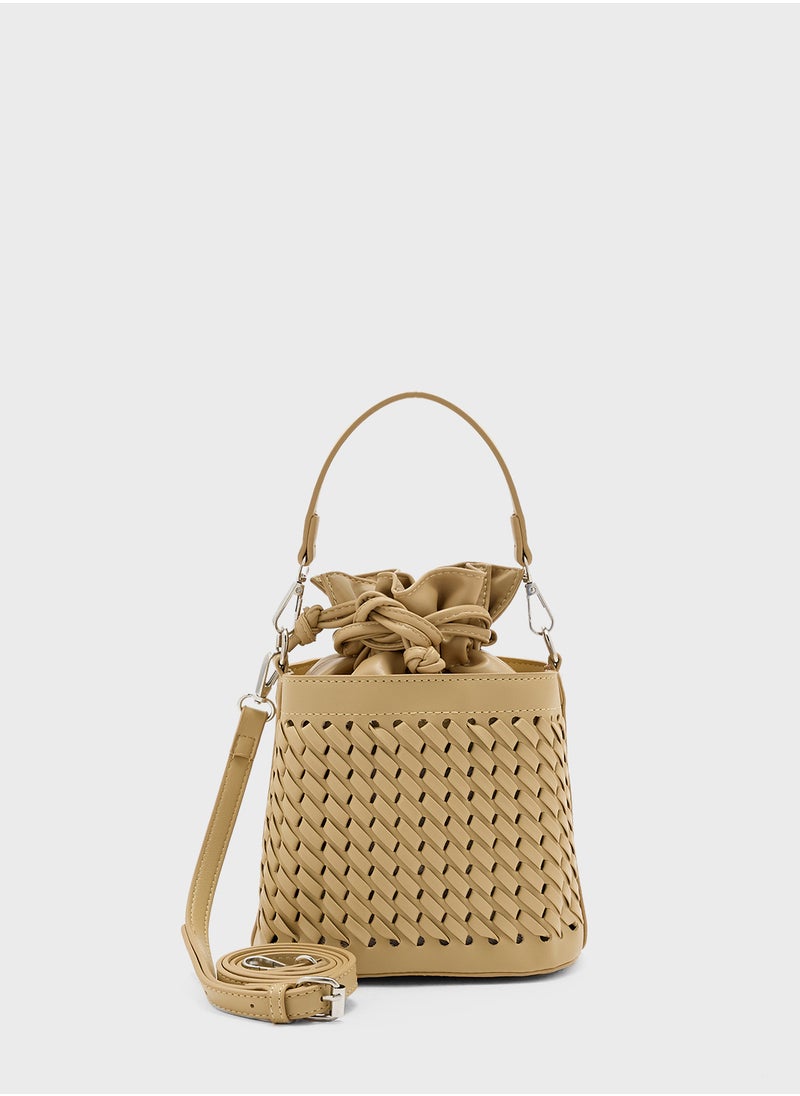 Weave Detail Bucket Crossbody Bag