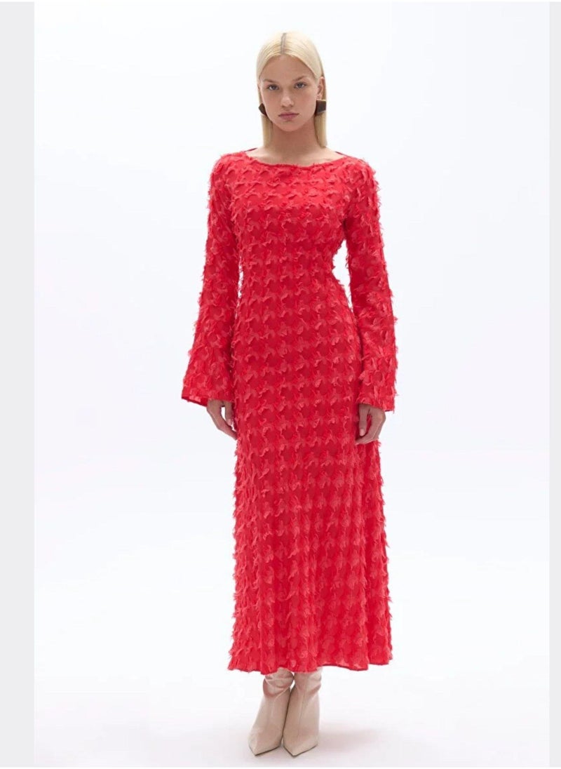 Textured Flared Sleeve Dress