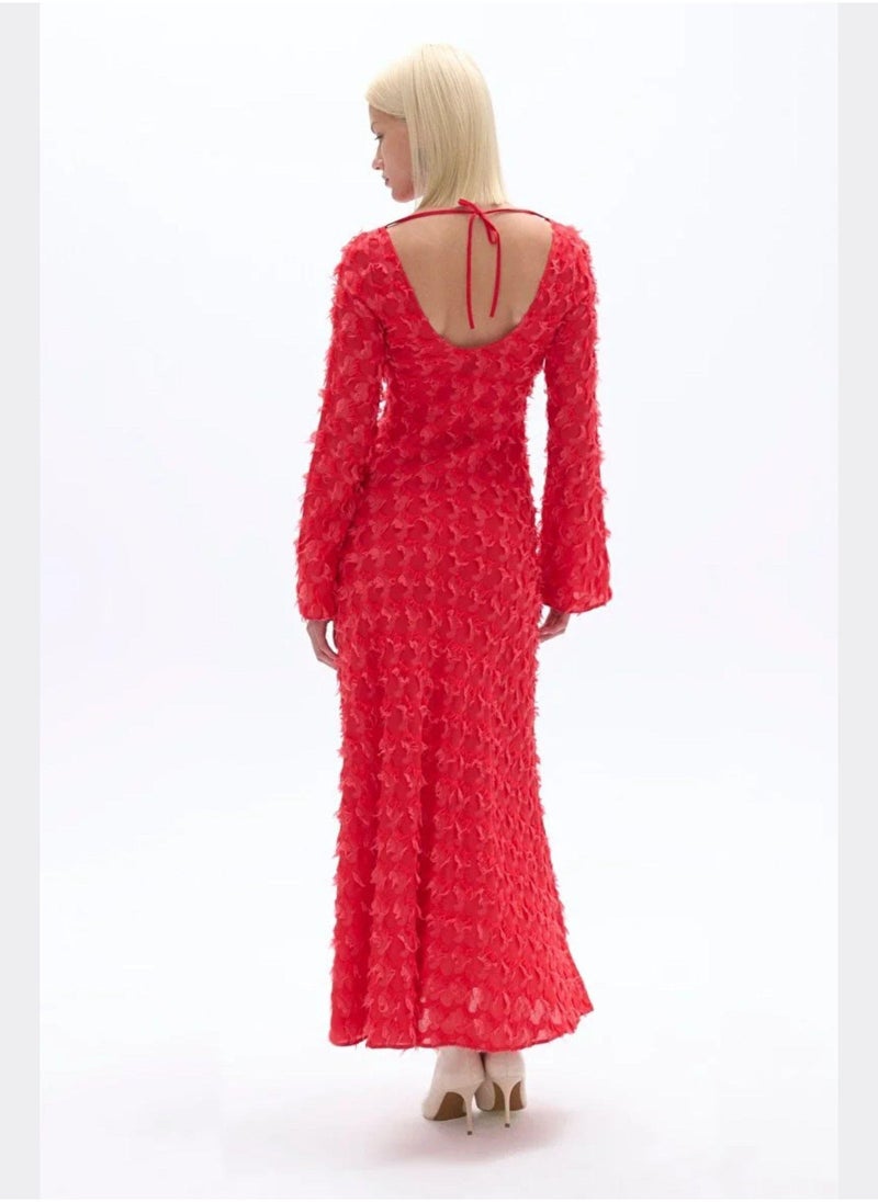 Textured Flared Sleeve Dress
