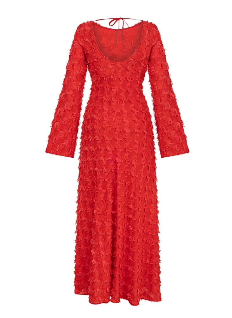 Textured Flared Sleeve Dress