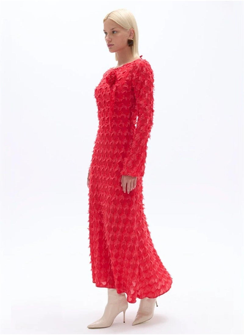 Textured Flared Sleeve Dress