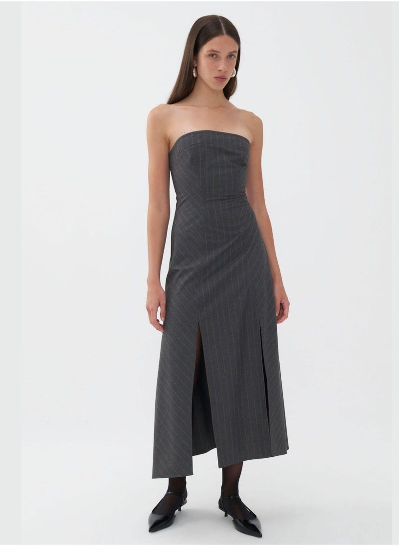 Pinstripe Strapless Dress
