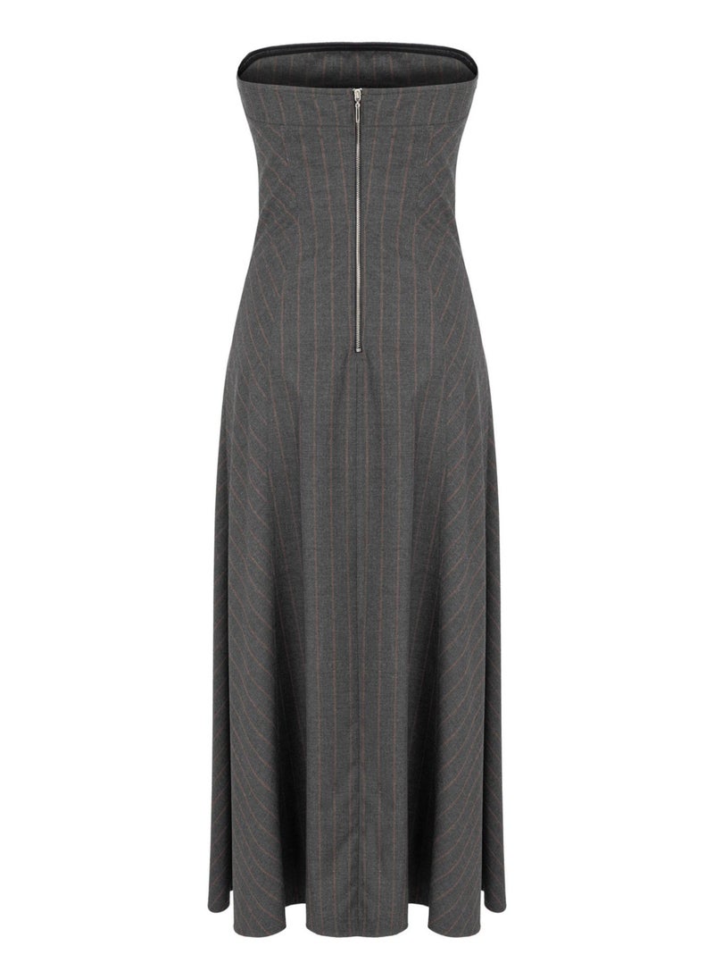 Pinstripe Strapless Dress