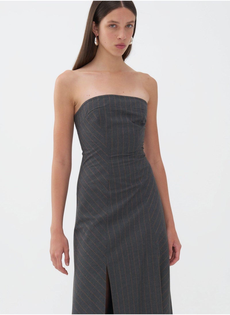 Pinstripe Strapless Dress