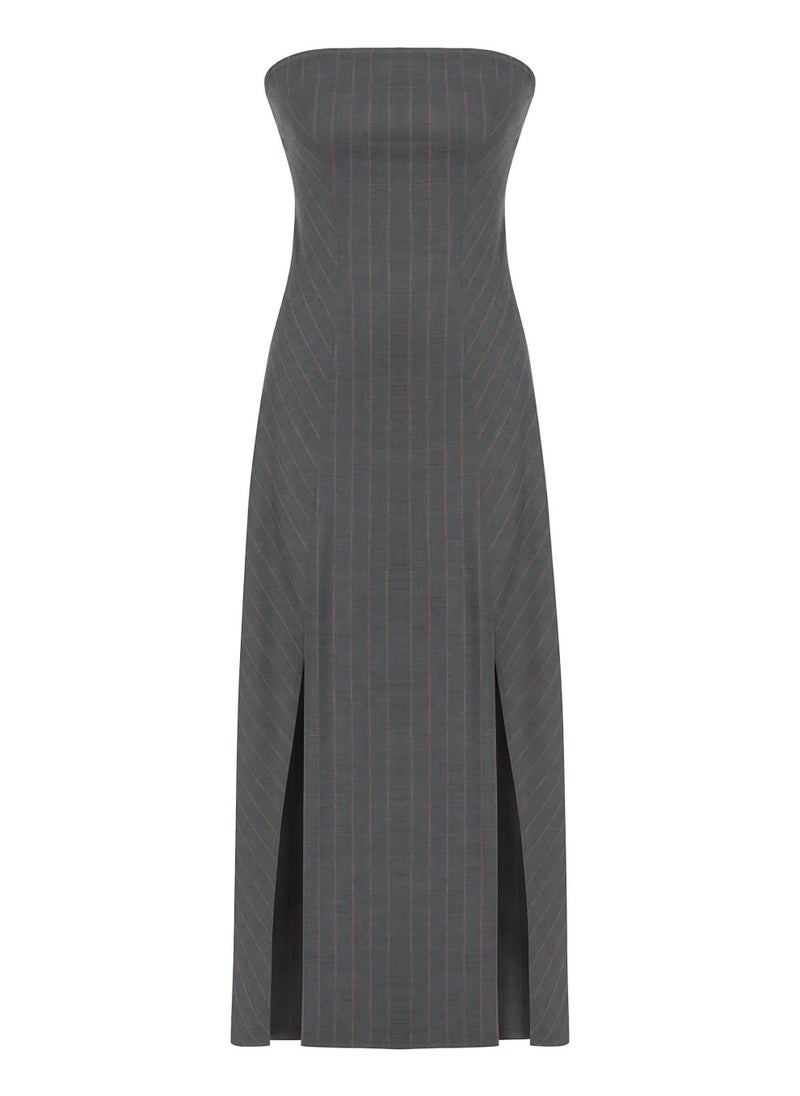 Pinstripe Strapless Dress