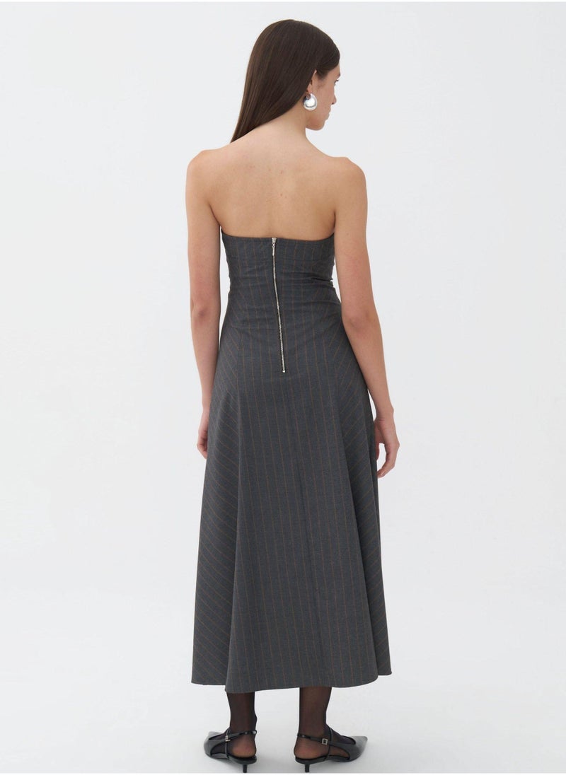 Pinstripe Strapless Dress
