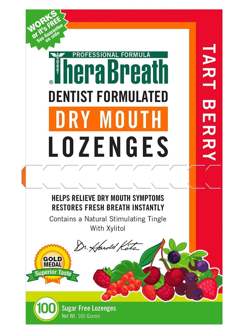 TheraBreath Dry Mouth Lozenges with ZINC, Tart Berry Flavor, 100 Lozenges