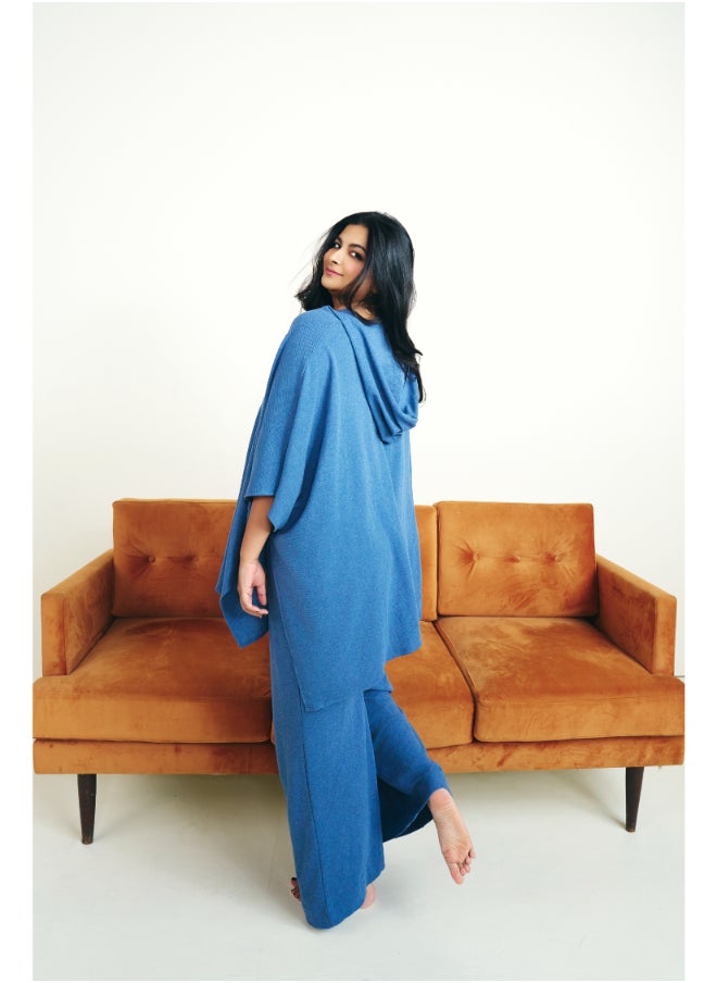 Relaxed Cloudy Blue Kaftan Hoodie
