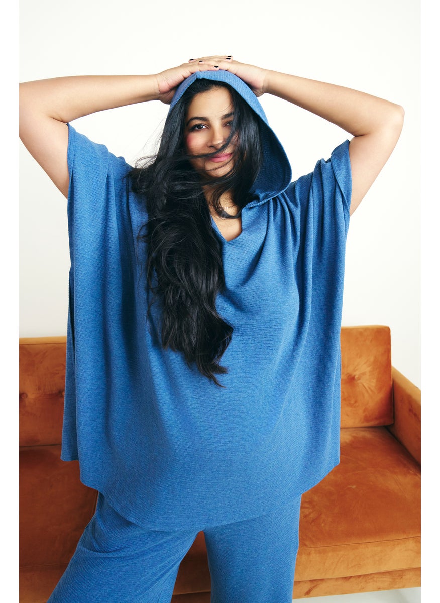 Relaxed Cloudy Blue Kaftan Hoodie