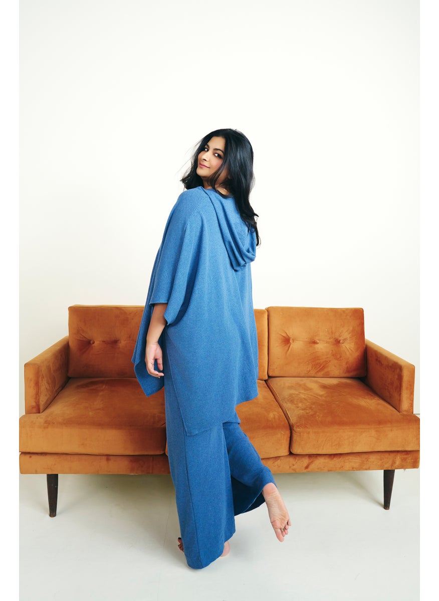 Relaxed Cloudy Blue Kaftan Hoodie