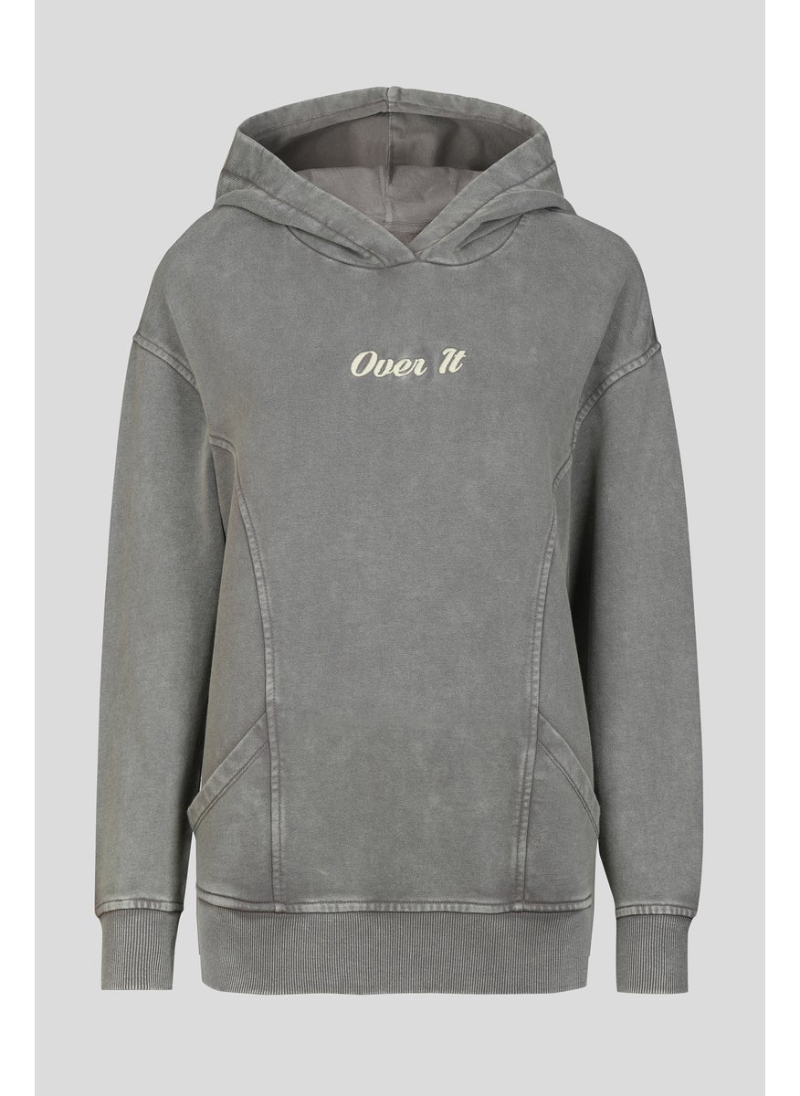 Over It' Grey Oversized Hoodie