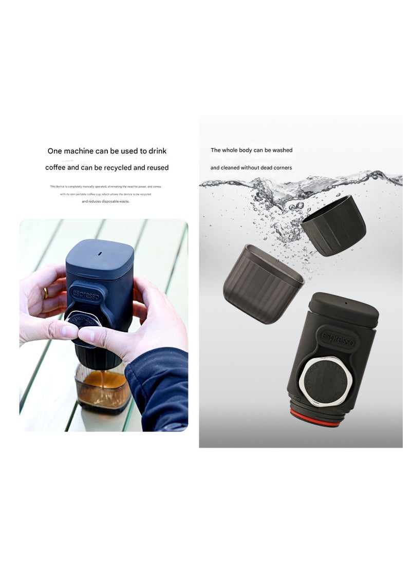Portable Espresso Coffee Maker, 15 Bar High Voltage Portable Hand Pressure, 100ml Capacity, Manual Operation, Dual Use for Ground Coffee/Capsules