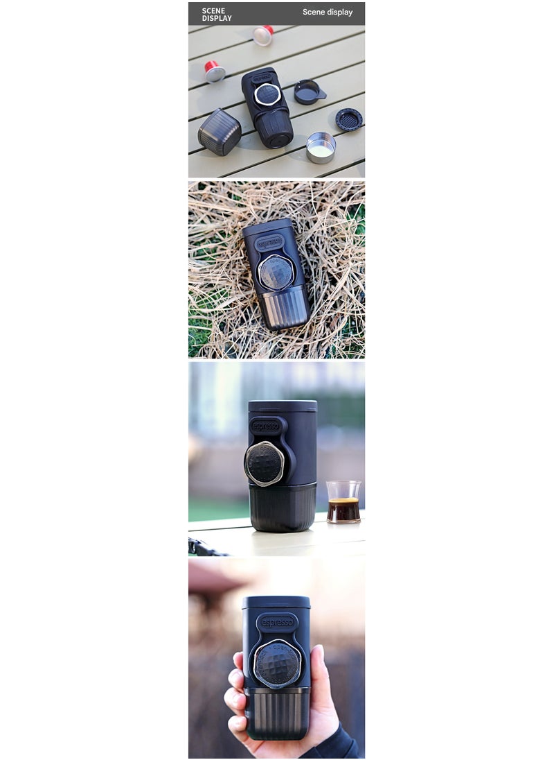 Portable Espresso Coffee Maker, 15 Bar High Voltage Portable Hand Pressure, 100ml Capacity, Manual Operation, Dual Use for Ground Coffee/Capsules