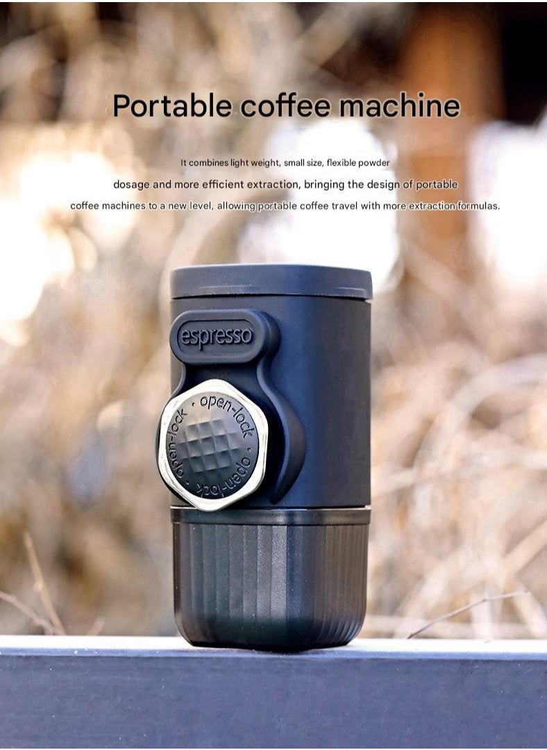 Portable Espresso Coffee Maker, 15 Bar High Voltage Portable Hand Pressure, 100ml Capacity, Manual Operation, Dual Use for Ground Coffee/Capsules