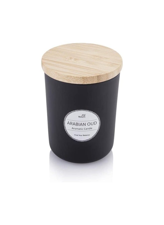 NOUM - Arabic Oudh Scented Glass Candle with Bamboo Lid - Black