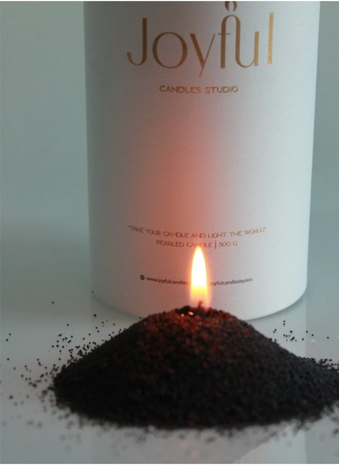 Pearled Candle B Luxury Pearl Wax Candle | Granulated Snow Wax | Decorative Candle for Home Décor | Unique Candle Gift | Long-Lasting Clean Burn | Sand Wax Candle